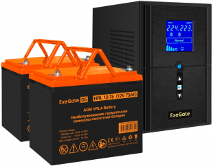 ИБП + батарея ExeGate SineTower SZ-1500.LCD.AVR.2SH.1C13.USB (EX296824RUS)